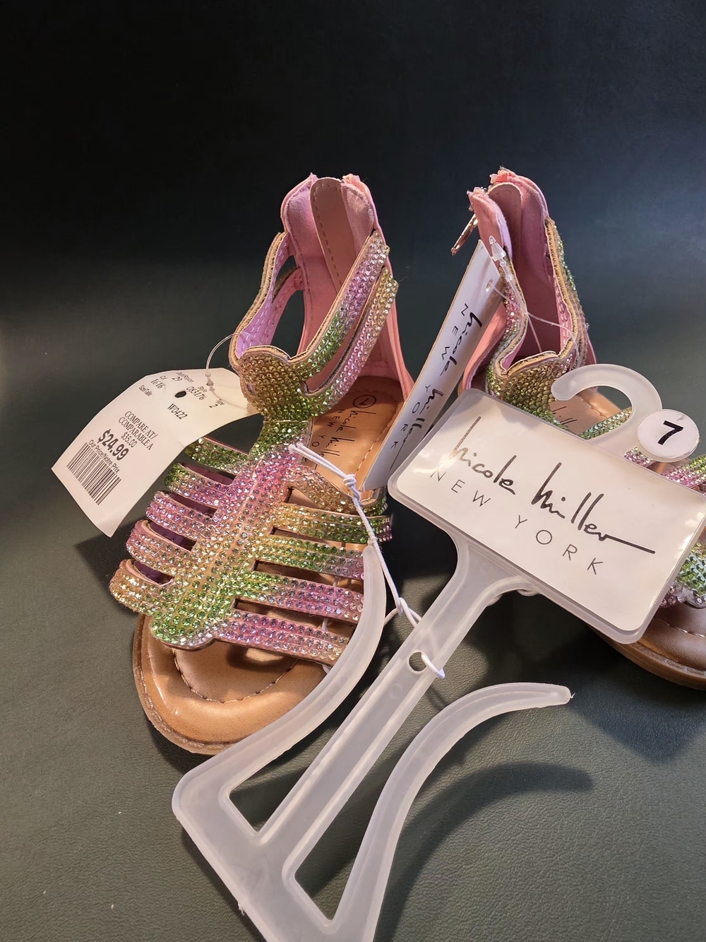 Girls' Multi-Color Rhinestone Gladiator Sandals - Picture 8 of 8